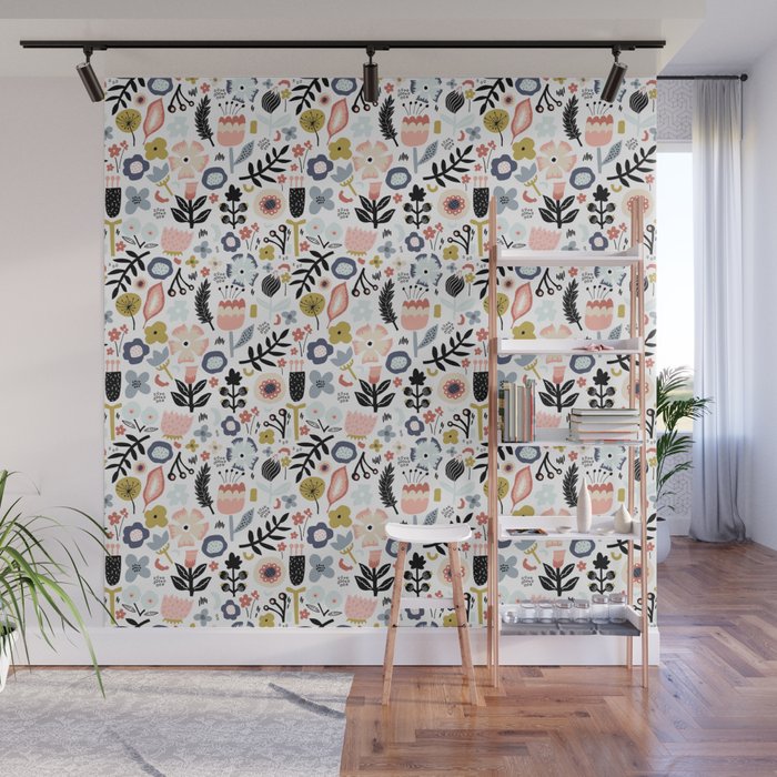 Naive Floral Scandinavian Design Wall Mural Gallery Image 1