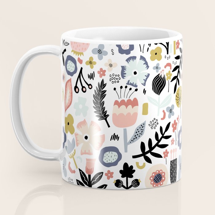 Naive Floral Scandinavian Design Coffee Mug Gallery Image 3