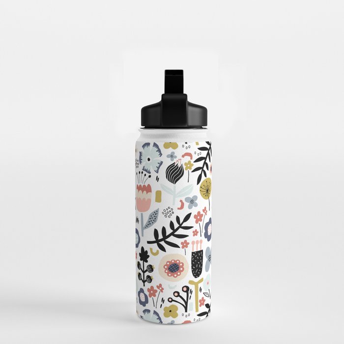 Naive Floral Scandinavian Design Water Bottle Gallery Image 2