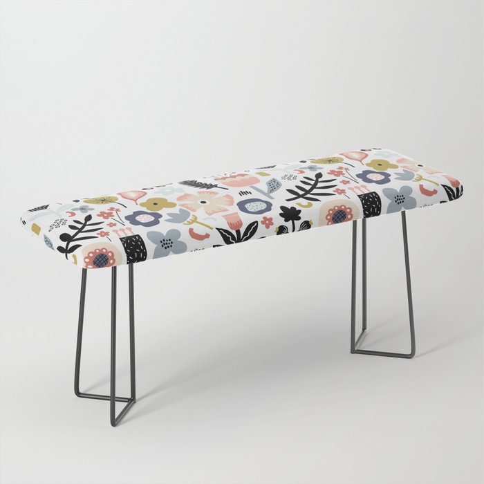 Naive Floral Scandinavian Design Bench Gallery Image 1
