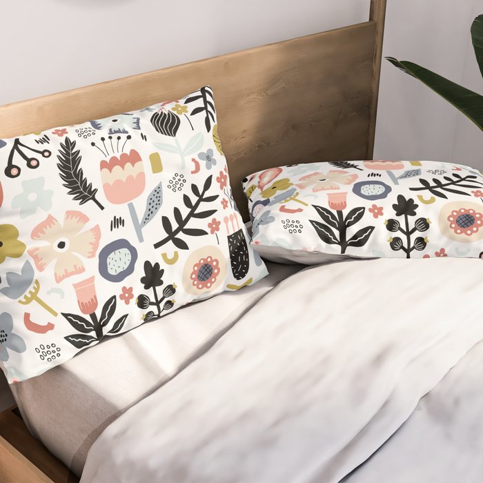 Naive Floral Scandinavian Design Pillow Sham Gallery Image 2