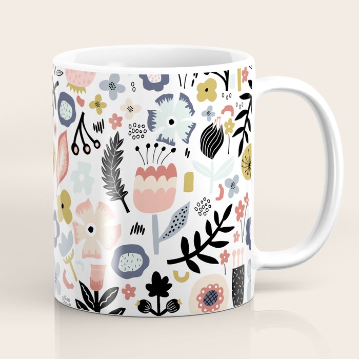 Naive Floral Scandinavian Design Coffee Mug Gallery Image 1