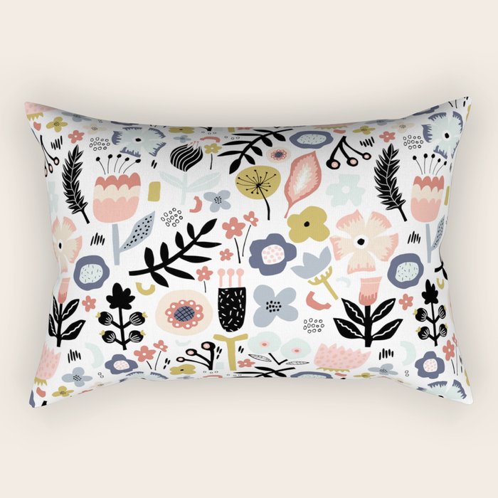 Naive Floral Scandinavian Design Rectangular Pillow Gallery Image 1