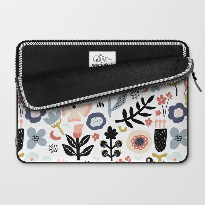 Naive Floral Scandinavian Design Laptop Sleeve Gallery Image 2