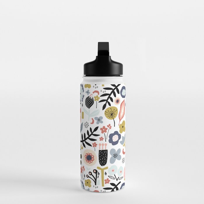 Naive Floral Scandinavian Design Water Bottle Gallery Image 3