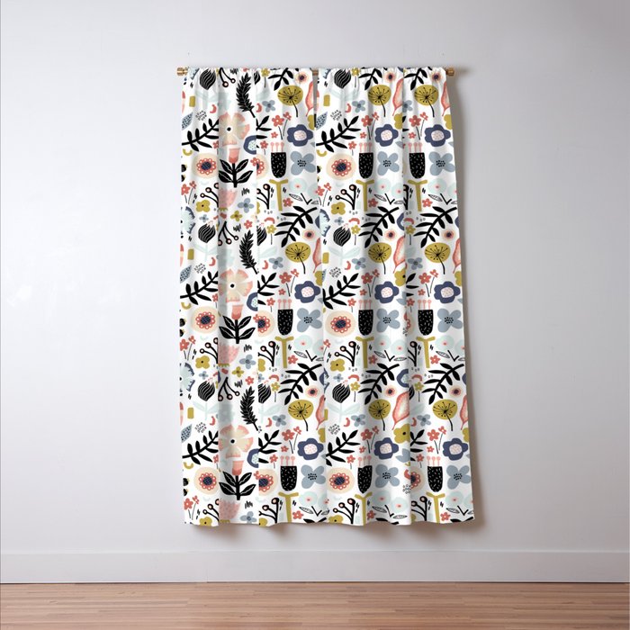 Naive Floral Scandinavian Design Window Curtain Gallery Image 3