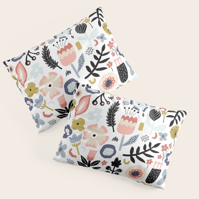 Naive Floral Scandinavian Design Pillow Sham Gallery Image 3