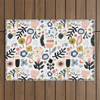Naive Floral Scandinavian Design Outdoor Rug Gallery Image 1