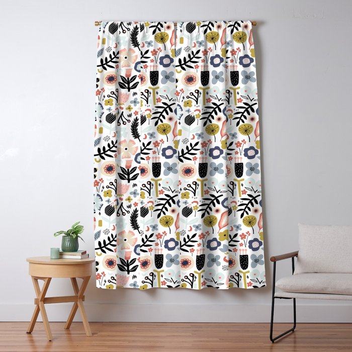 Naive Floral Scandinavian Design Window Curtain Gallery Image 5