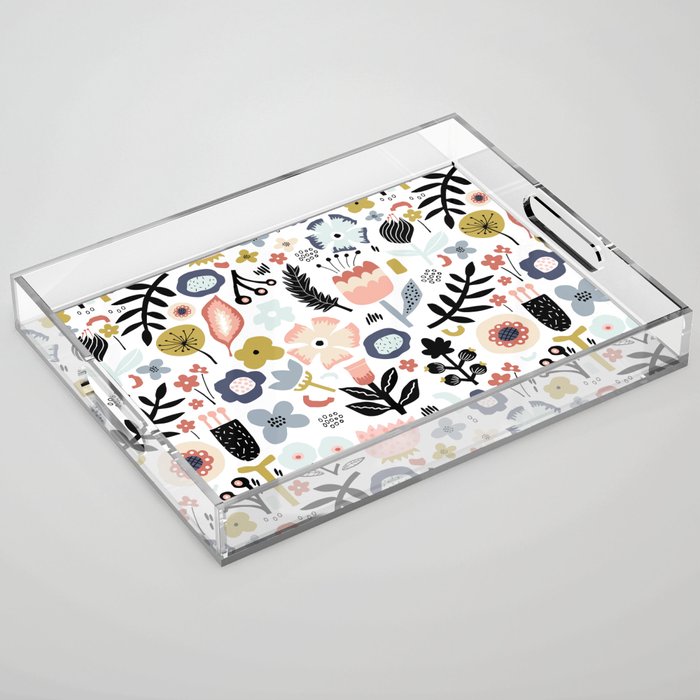Naive Floral Scandinavian Design Acrylic Tray Gallery Image 1