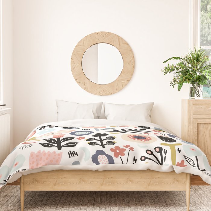 Naive Floral Scandinavian Design Duvet Cover Gallery Image 3