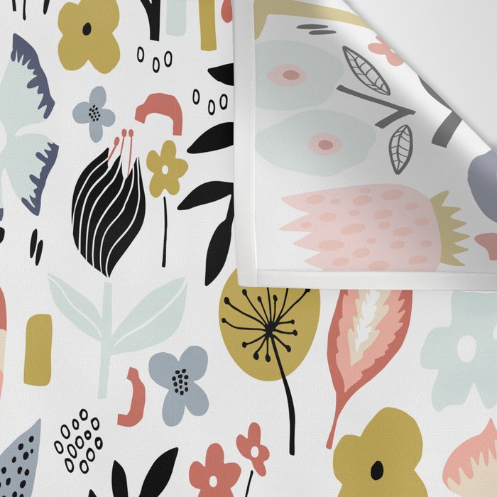 Naive Floral Scandinavian Design Wall Tapestry Gallery Image 3