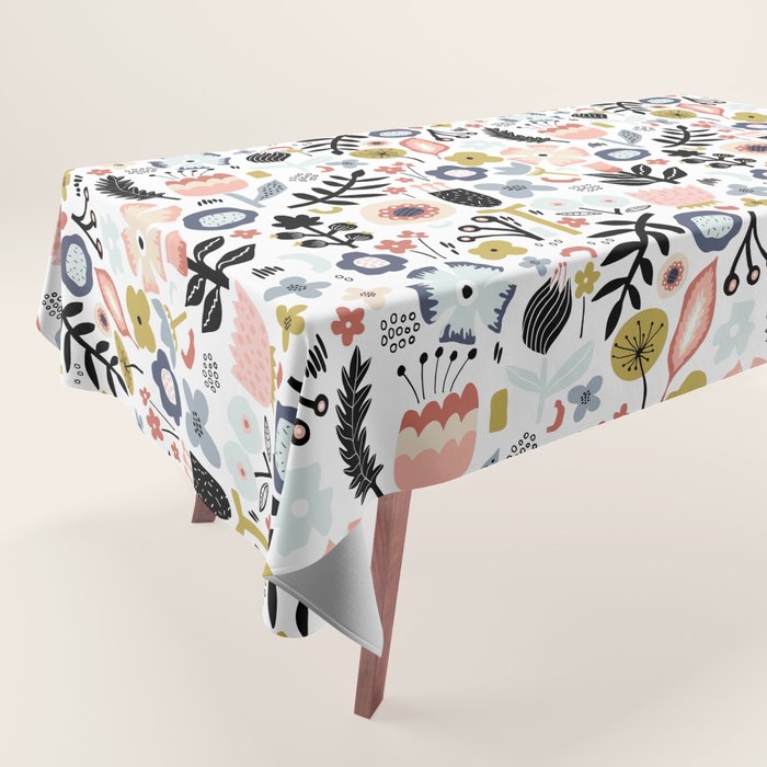 Naive Floral Scandinavian Design Tablecloth Gallery Image 1