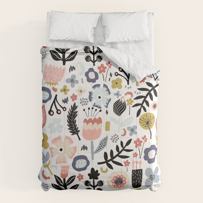 Naive Floral Scandinavian Design Comforter Gallery Image 6