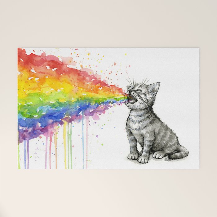 Kitten Puking Rainbow Welcome Mat Gallery Image 1