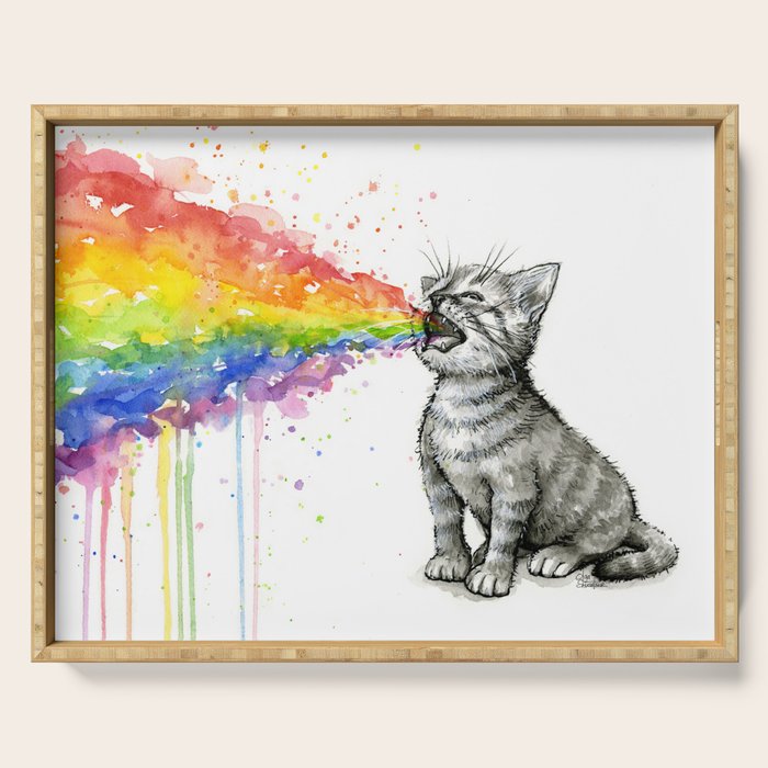 Kitten Puking Rainbow Serving Tray Gallery Image 1