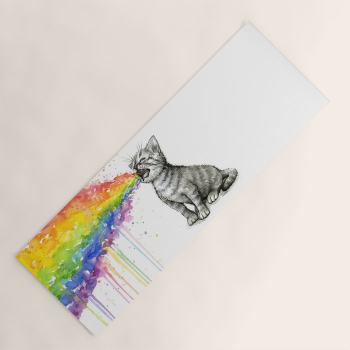 Kitten Puking Rainbow Yoga Mat Gallery Image 1