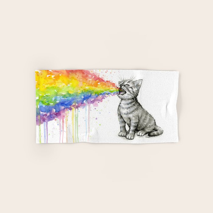 Kitten Puking Rainbow Bath Towel Gallery Image 1