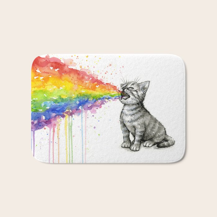 Kitten Puking Rainbow Bath Mat Gallery Image 1