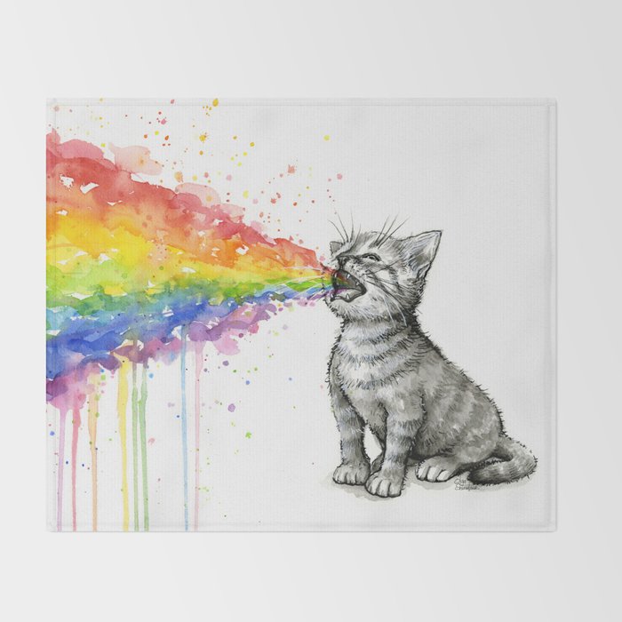 Kitten Puking Rainbow Throw Blanket Gallery Image 2