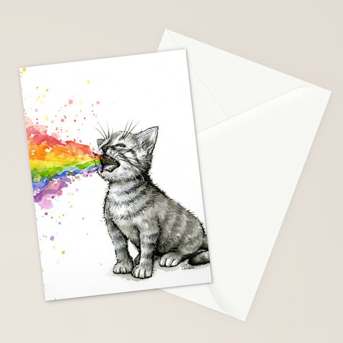 Kitten Puking Rainbow Stationery Card Gallery Image 2