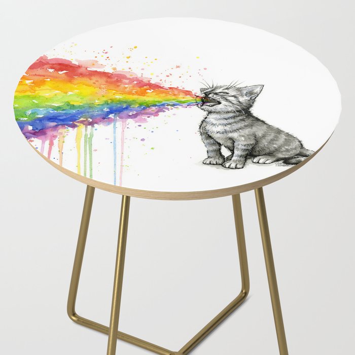 Kitten Puking Rainbow Side Table Gallery Image 2