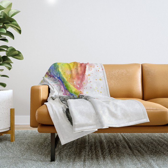 Kitten Puking Rainbow Throw Blanket Gallery Image 1