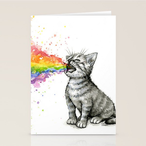 Kitten Puking Rainbow Stationery Card Gallery Image 2
