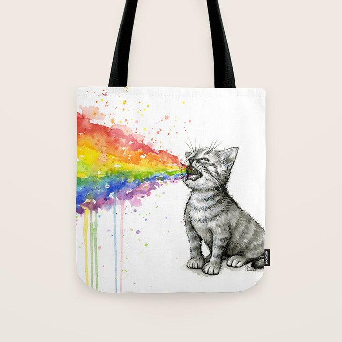 Kitten Puking Rainbow Tote Bag Gallery Image 1