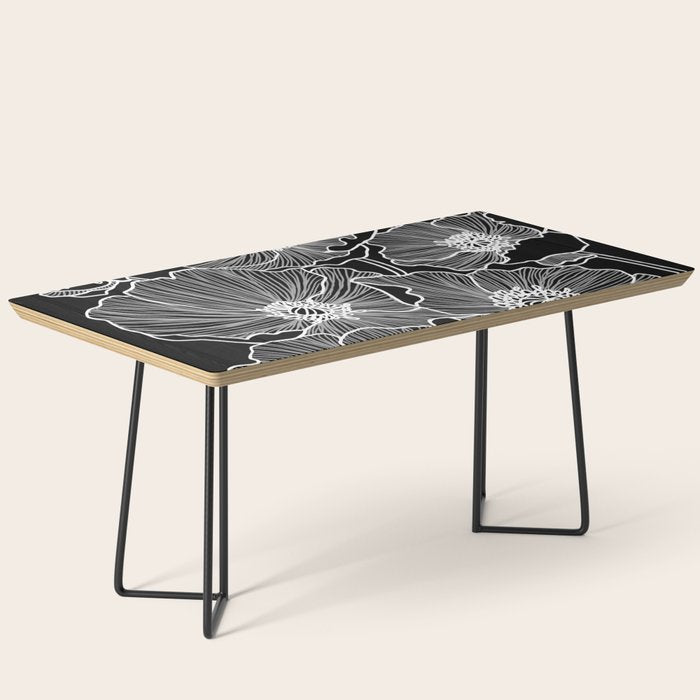 Black and White Poppies Coffee Table Gallery Image 1