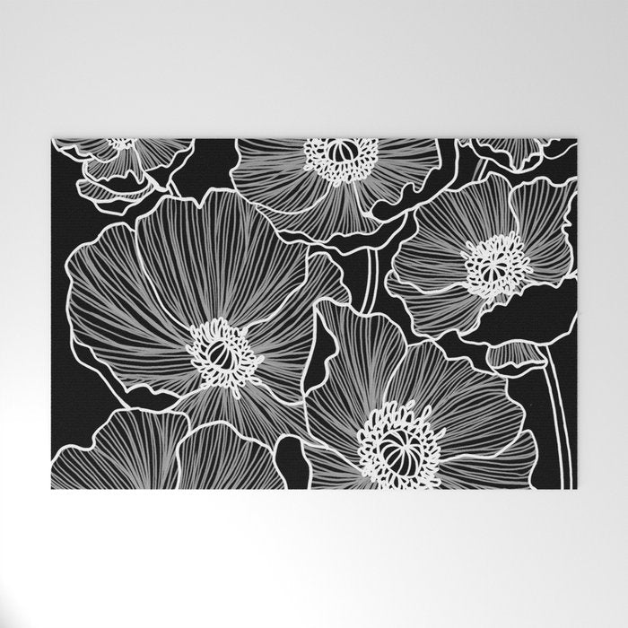 Black and White Poppies Welcome Mat Gallery Image 1