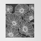 Black and White Poppies Throw Blanket Gallery Image 2
