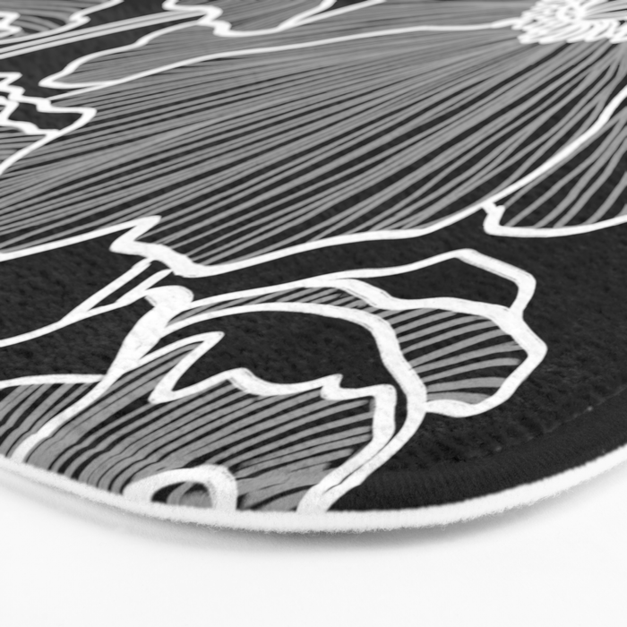 Black and White Poppies Bath Mat Gallery Image 3