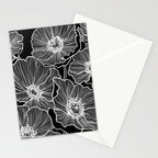 Black and White Poppies Stationery Card Gallery Image 2