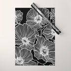 Black and White Poppies Wrapping Paper Gallery Image 1