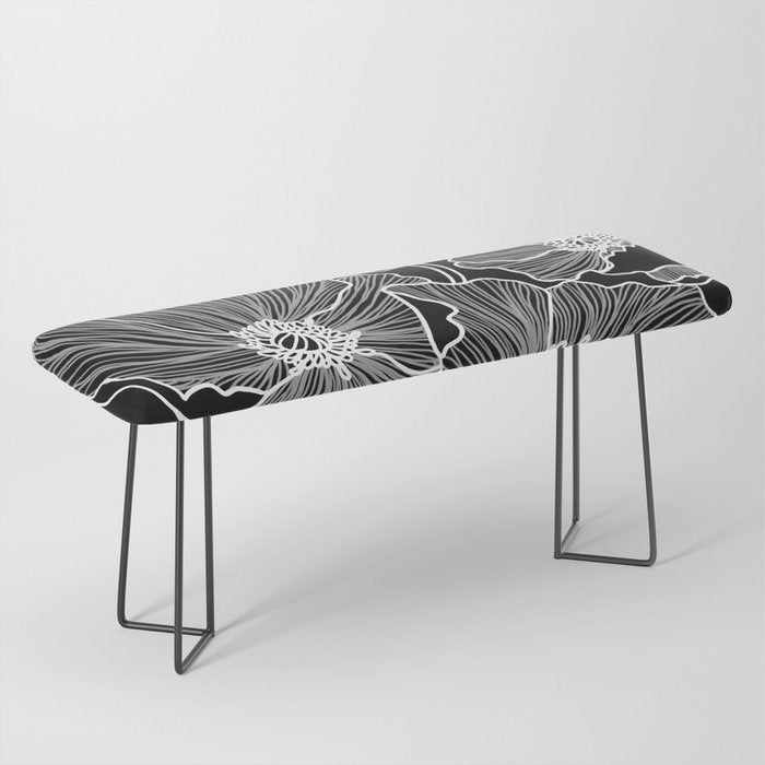 Black and White Poppies Bench Gallery Image 1