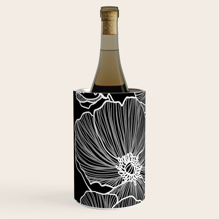 Black and White Poppies Wine Chiller Gallery Image 2