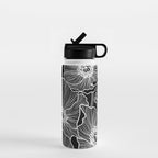 Black and White Poppies Water Bottle Gallery Image 1
