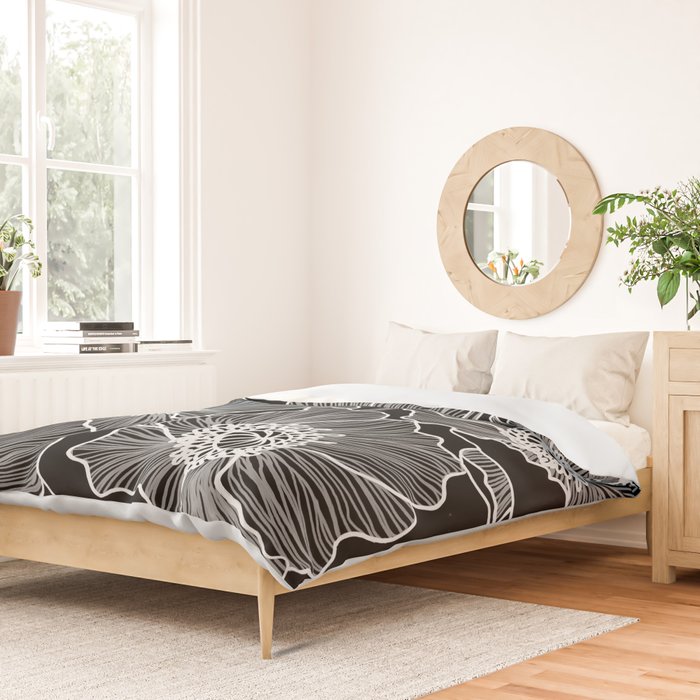 Black and White Poppies Duvet Cover Gallery Image 2