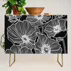 Black and White Poppies Credenza Gallery Image 1