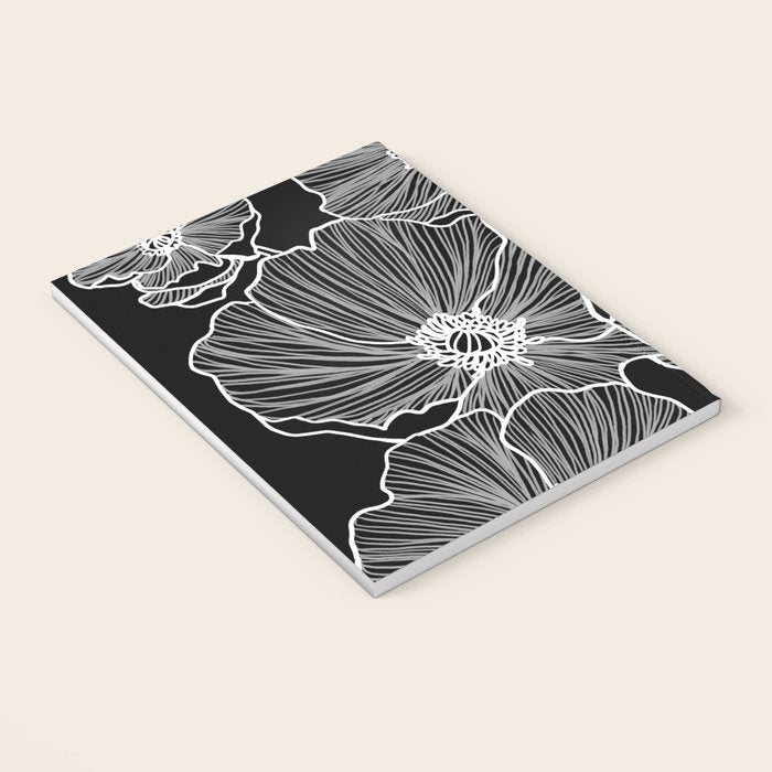 Black and White Poppies Notebook Gallery Image 3