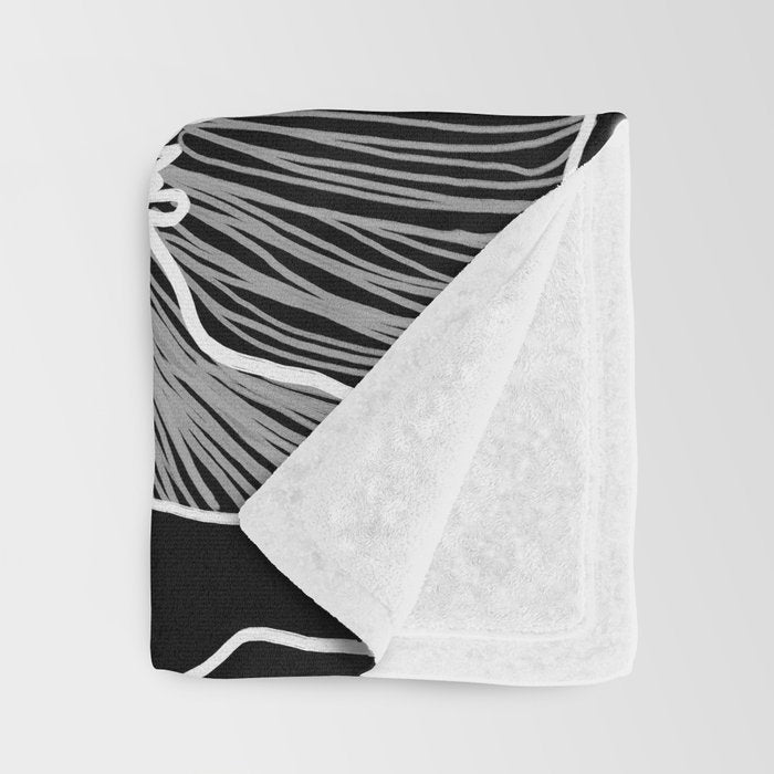 Black and White Poppies Throw Blanket Gallery Image 3