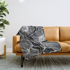 Black and White Poppies Throw Blanket Gallery Image 1