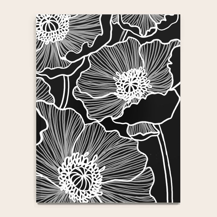Black and White Poppies Notebook Gallery Image 4
