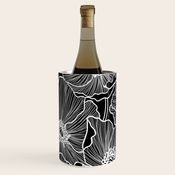 Black and White Poppies Wine Chiller Gallery Image 1