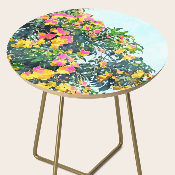 Summer Bougainvillea Watercolor Painting Side Table Gallery Image 2