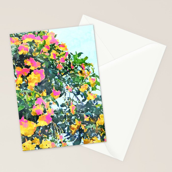 Summer Bougainvillea Watercolor Painting Stationery Card Gallery Image 2