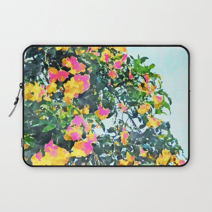 Summer Bougainvillea Watercolor Painting Laptop Sleeve Gallery Image 1