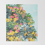 Summer Bougainvillea Watercolor Painting Throw Blanket Gallery Image 2