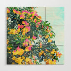 Summer Bougainvillea Watercolor Painting Wood Wall Art Gallery Image 1